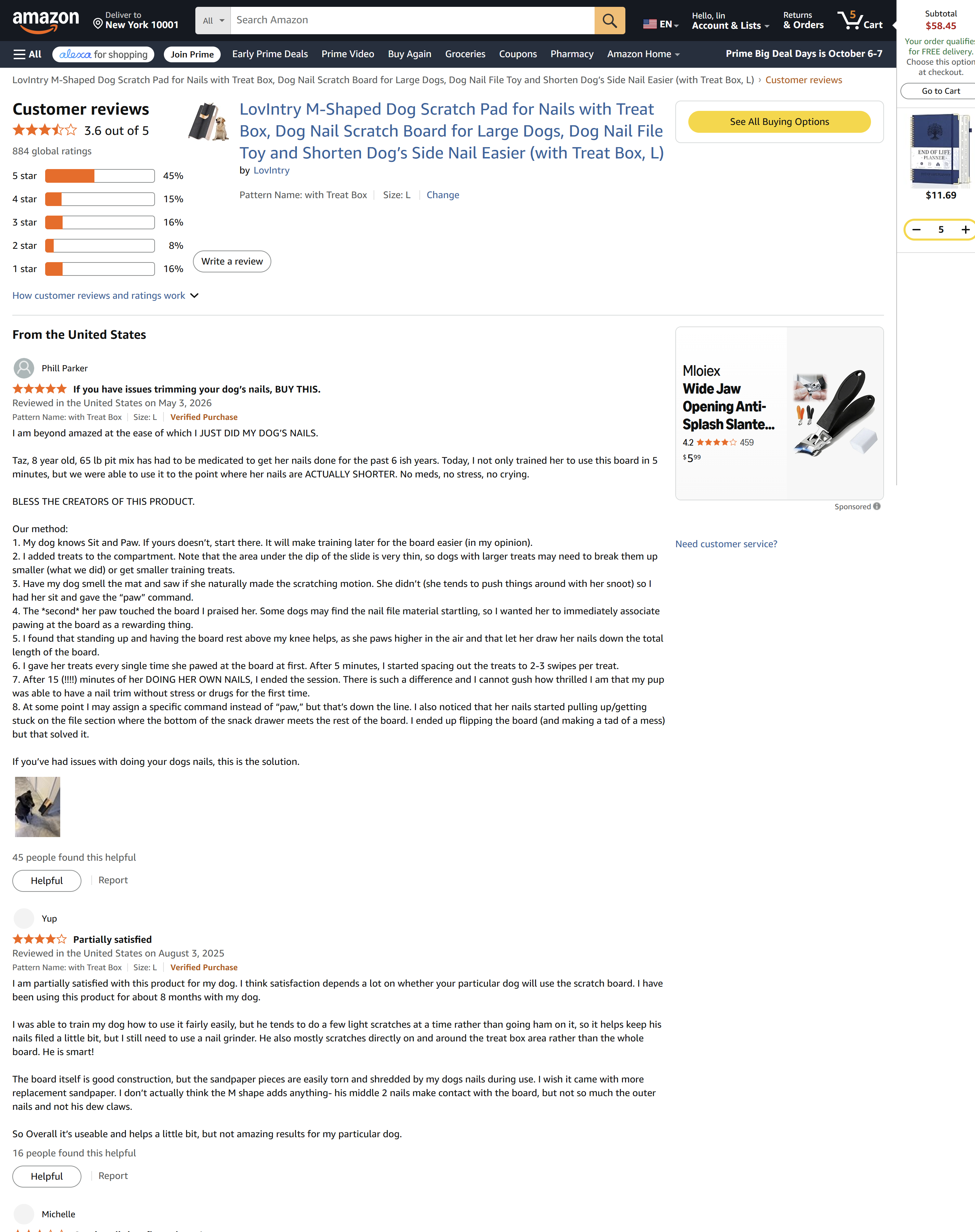 Amazon头部商品评论页截图