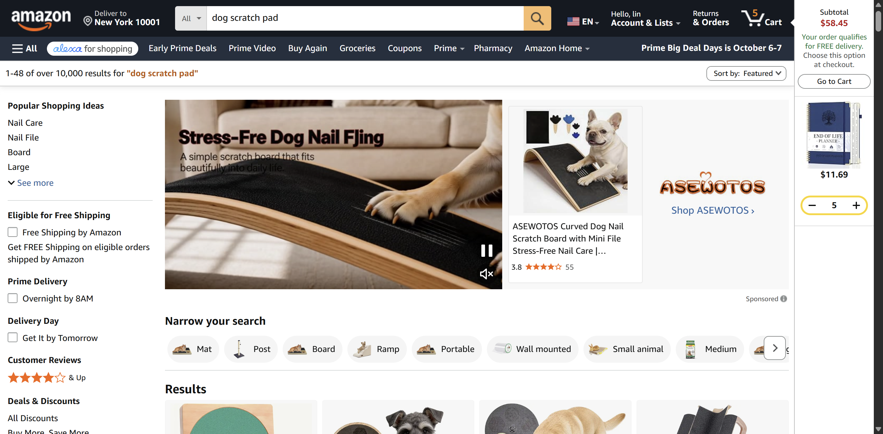 Amazon搜索页截图:价格与竞争密度