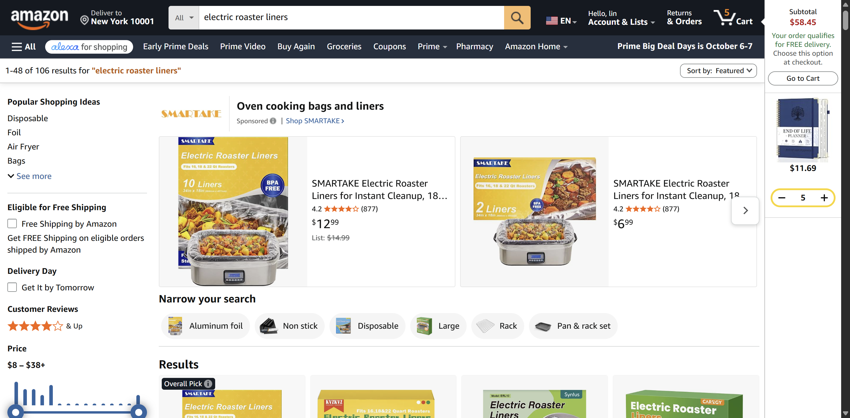 Amazon搜索页截图:价格与竞争密度